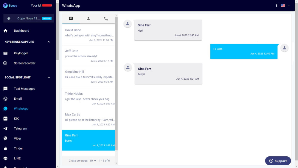 eyeZy WhatsApp tracking